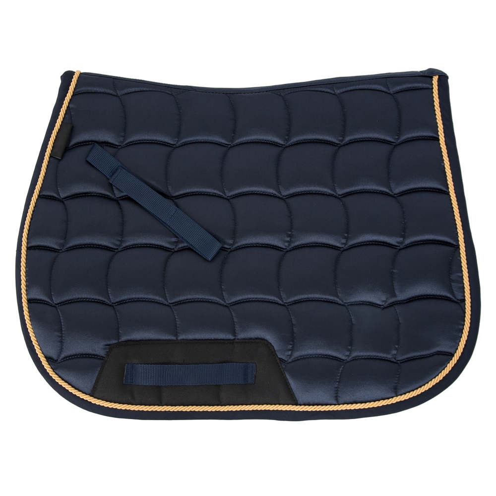 Dapple-Equestrian-Navy-Saddle-Pad-with-Gold-Piping-Outdoor-Functional-Wear