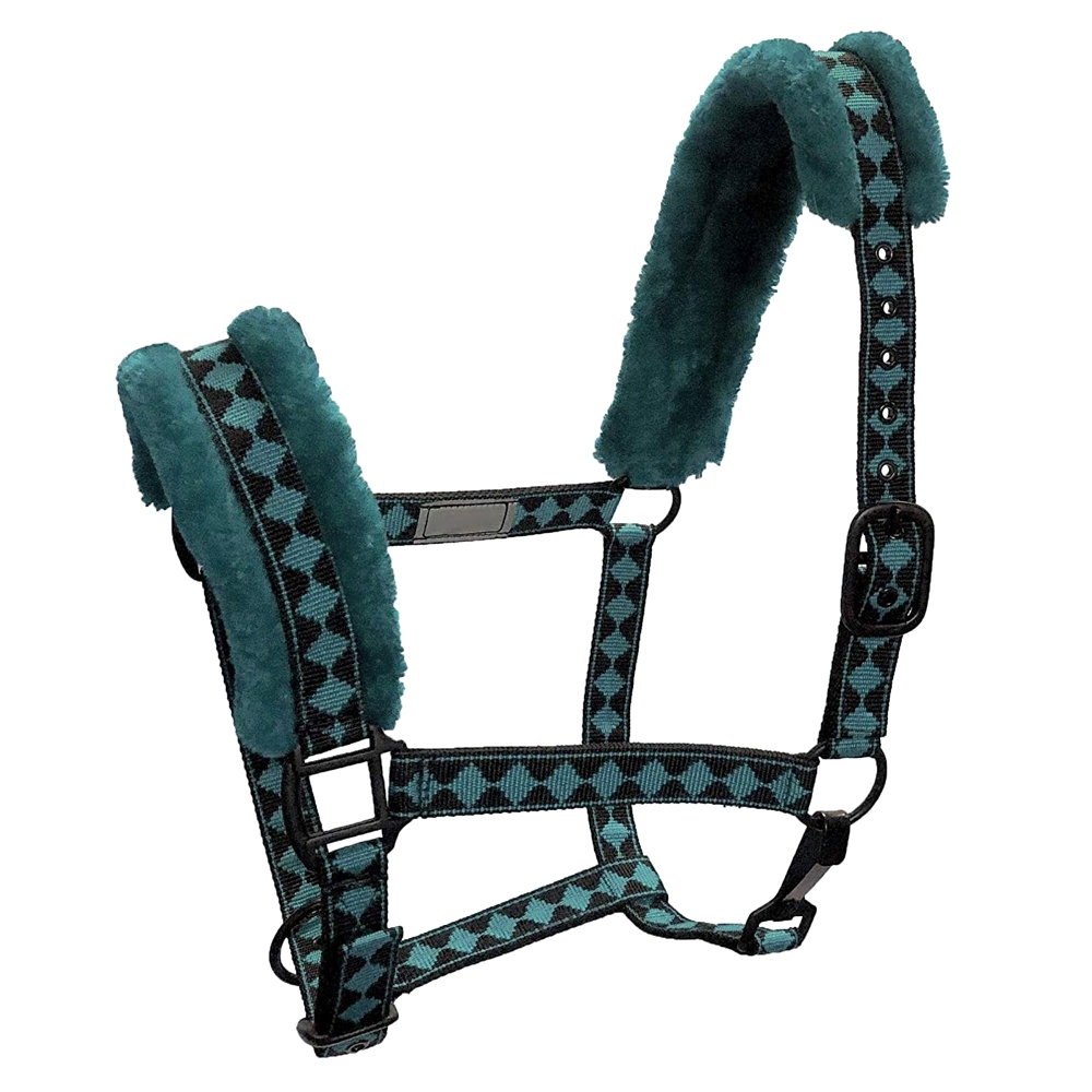 Equitem-Full-Horse-Sized-Jacquard-Diamond-Nylon-Halter-with-Fleece-Padded-No