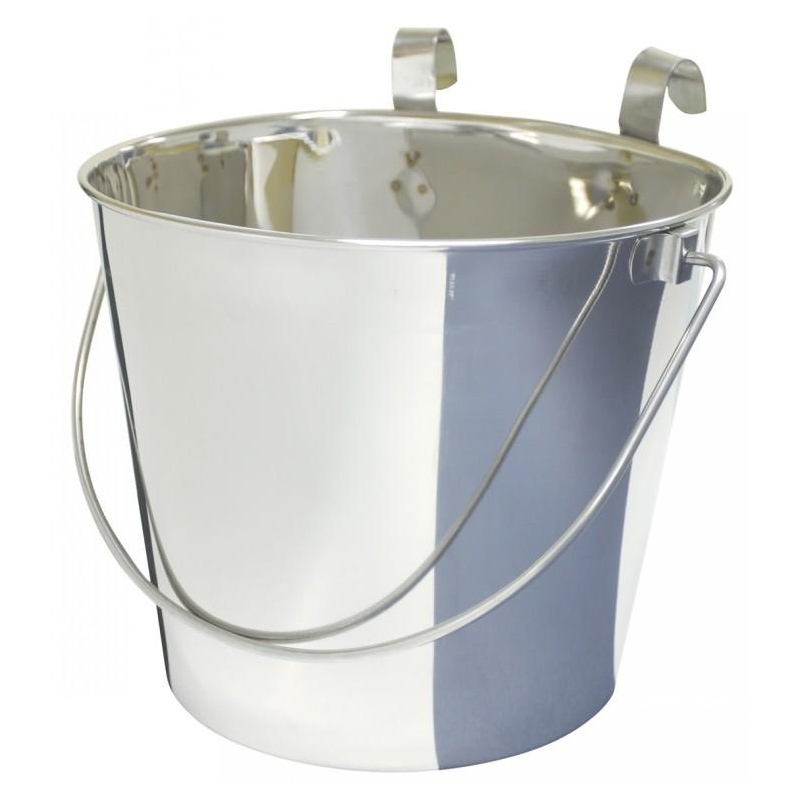 SS FLAT SIDED BUCKET PAIL 5.7Litres - TWO HOOKS